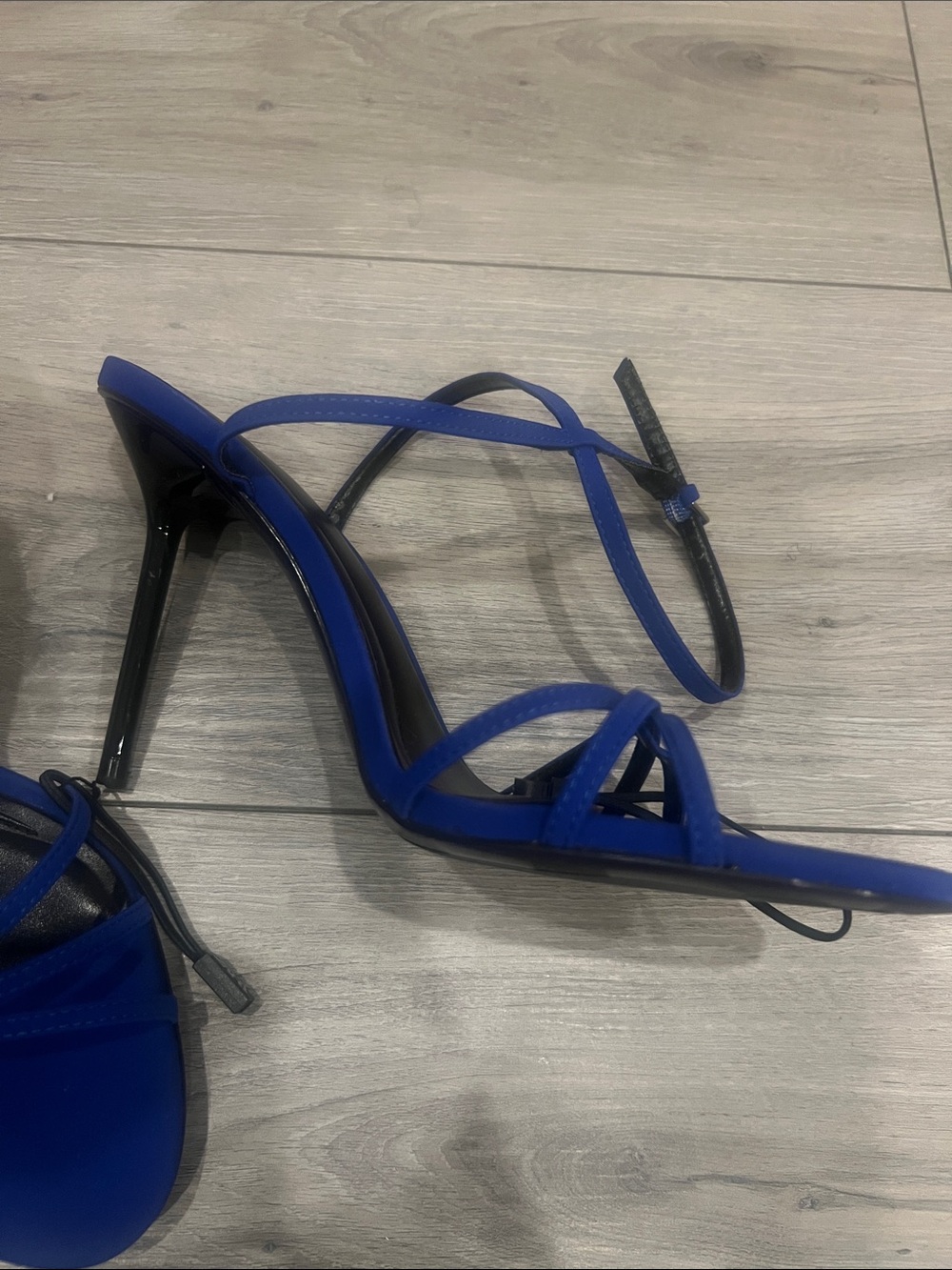 Zara Cobalt Blue Strappy Ankle‑Tie Stiletto Sandals - Picture 6 of 8